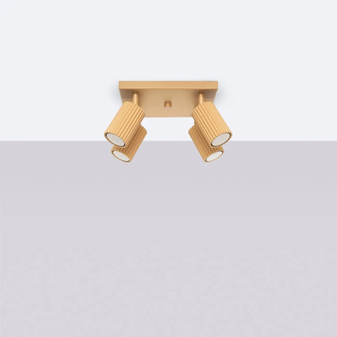 Luminaire Plafonnier doré éteinte, vue rapprochée