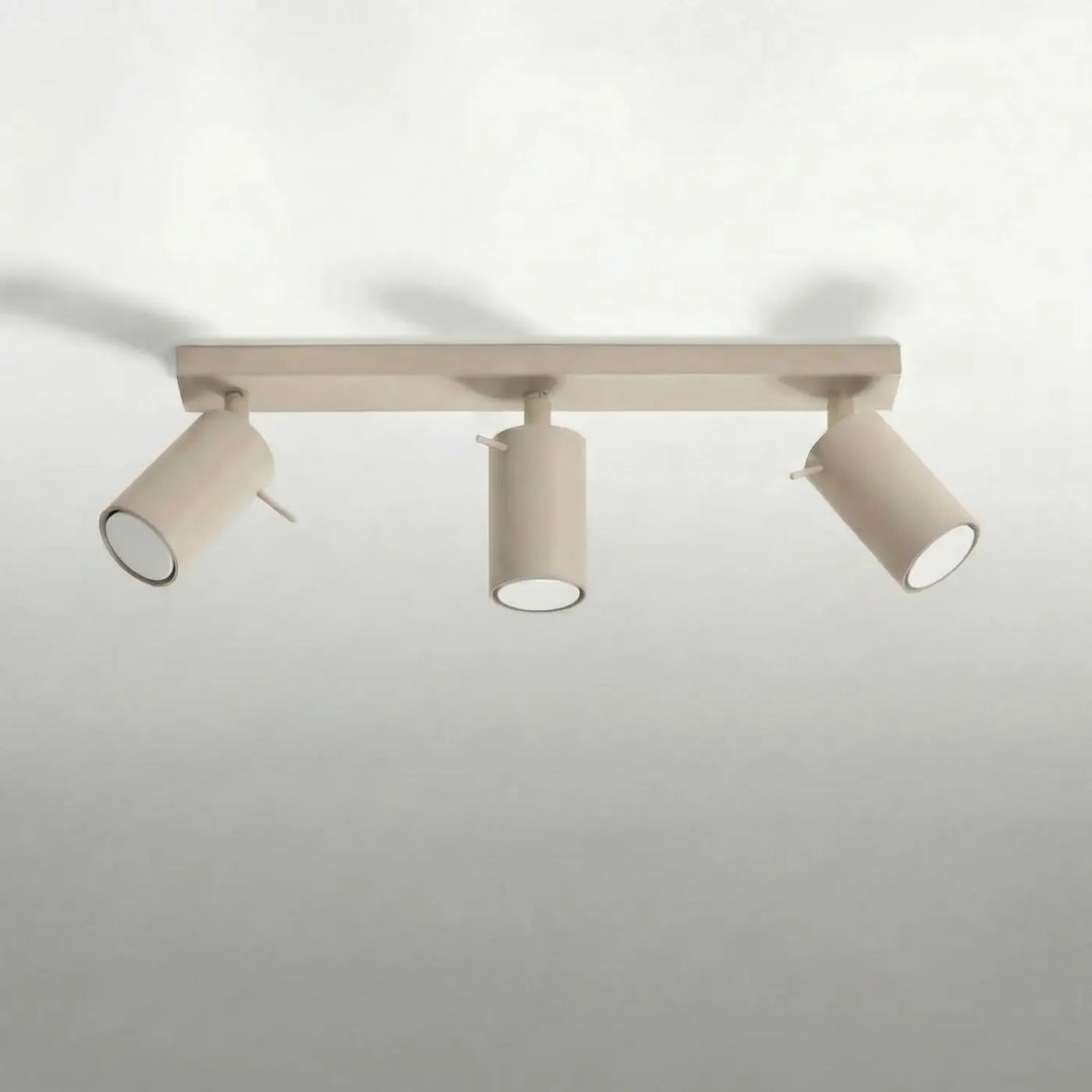 Plafonnier Ring taupe à rampe de spots orientables, éteint