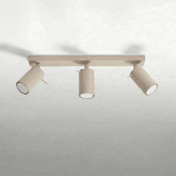 Plafonnier Ring taupe à rampe de spots orientables, éteint