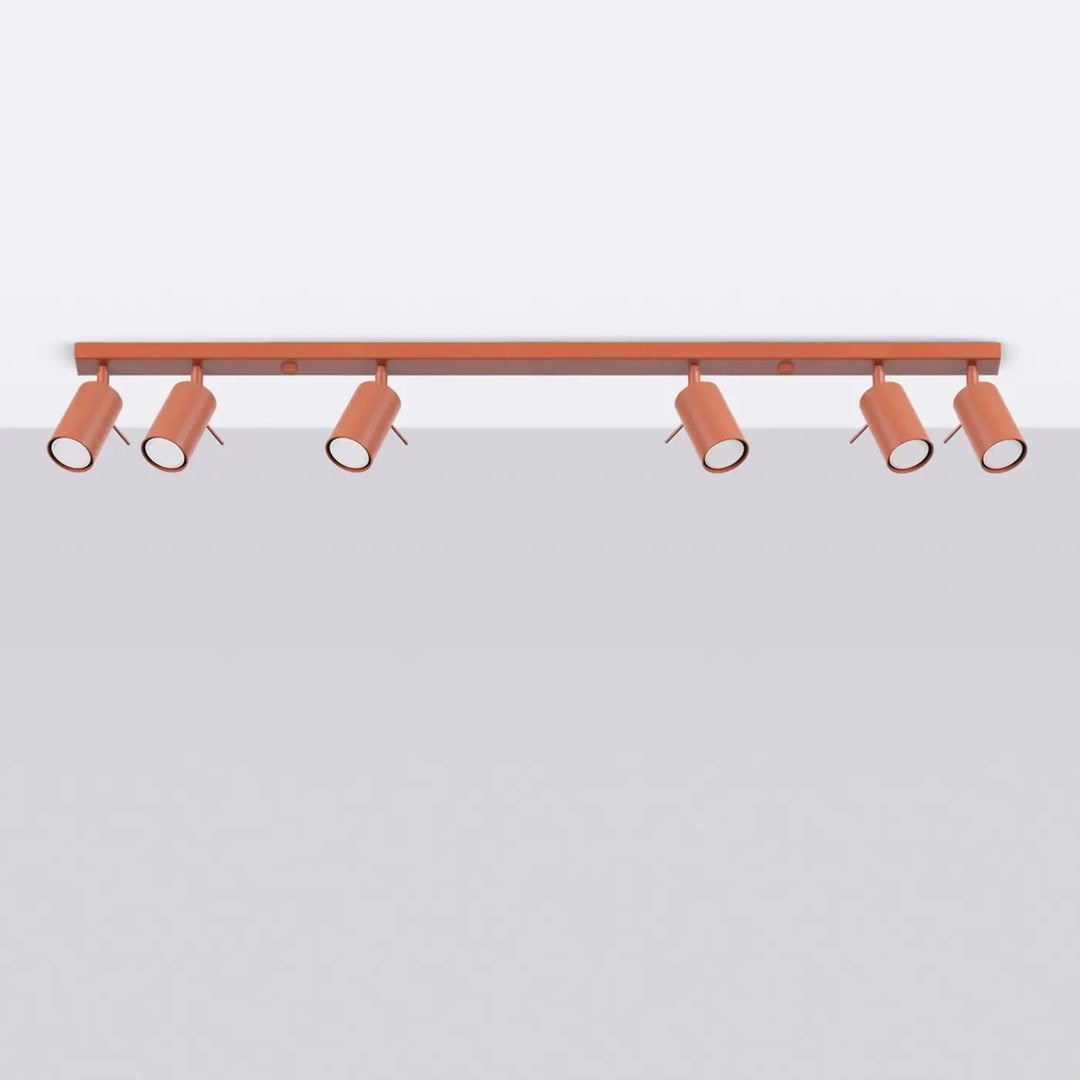 Plafonnier Ring ocre rouge à rampe de spots orientables, éteint