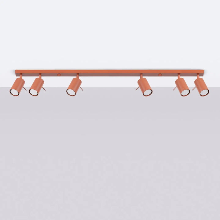 Plafonnier Ring ocre rouge à rampe de spots orientables, éteint
