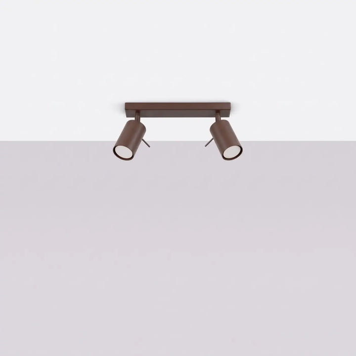 Plafonnier Ring marron à rampe de spots orientables, éteint