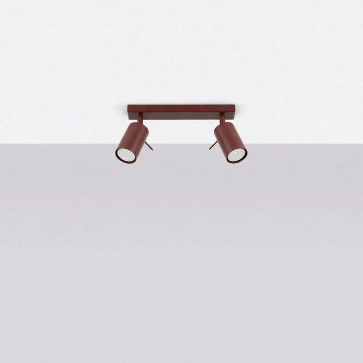 Plafonnier Ring bordeaux à rampe de spots orientables, éteint
