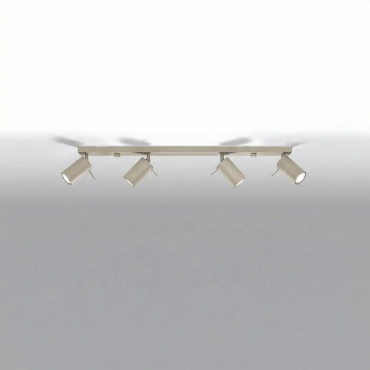 Plafonnier Ring taupe à rampe de spots orientables, éteint