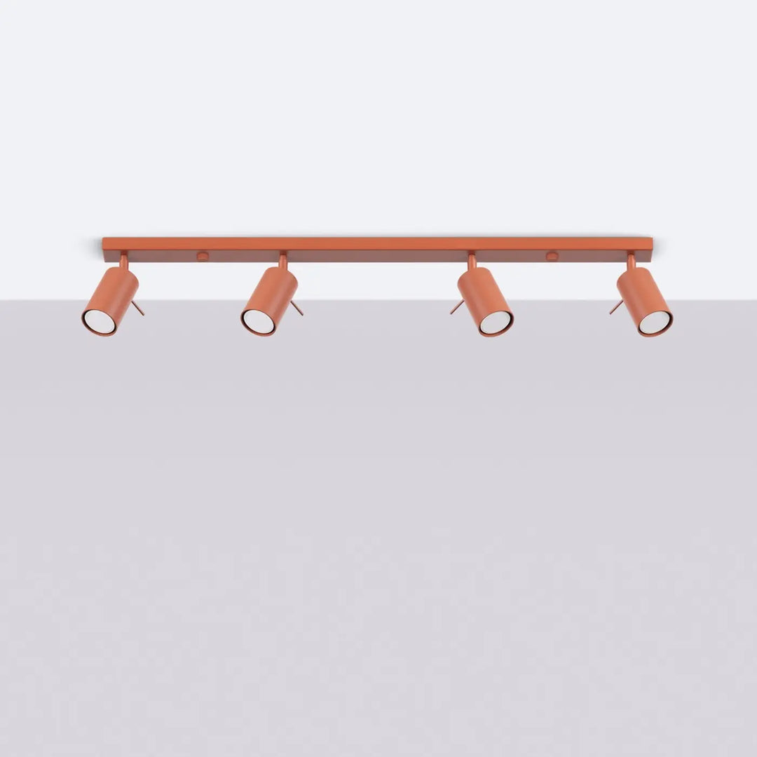 Plafonnier Ring ocre rouge à rampe de spots orientables, éteint