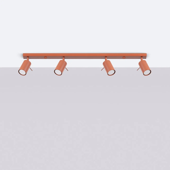Plafonnier Ring ocre rouge à rampe de spots orientables, éteint