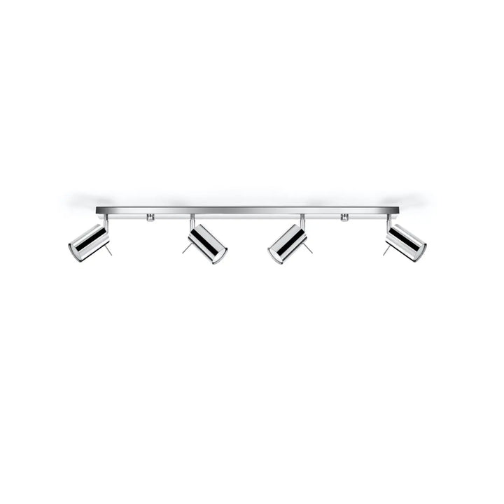 Plafonnier Ring chrome à rampe de spots orientables, éteint