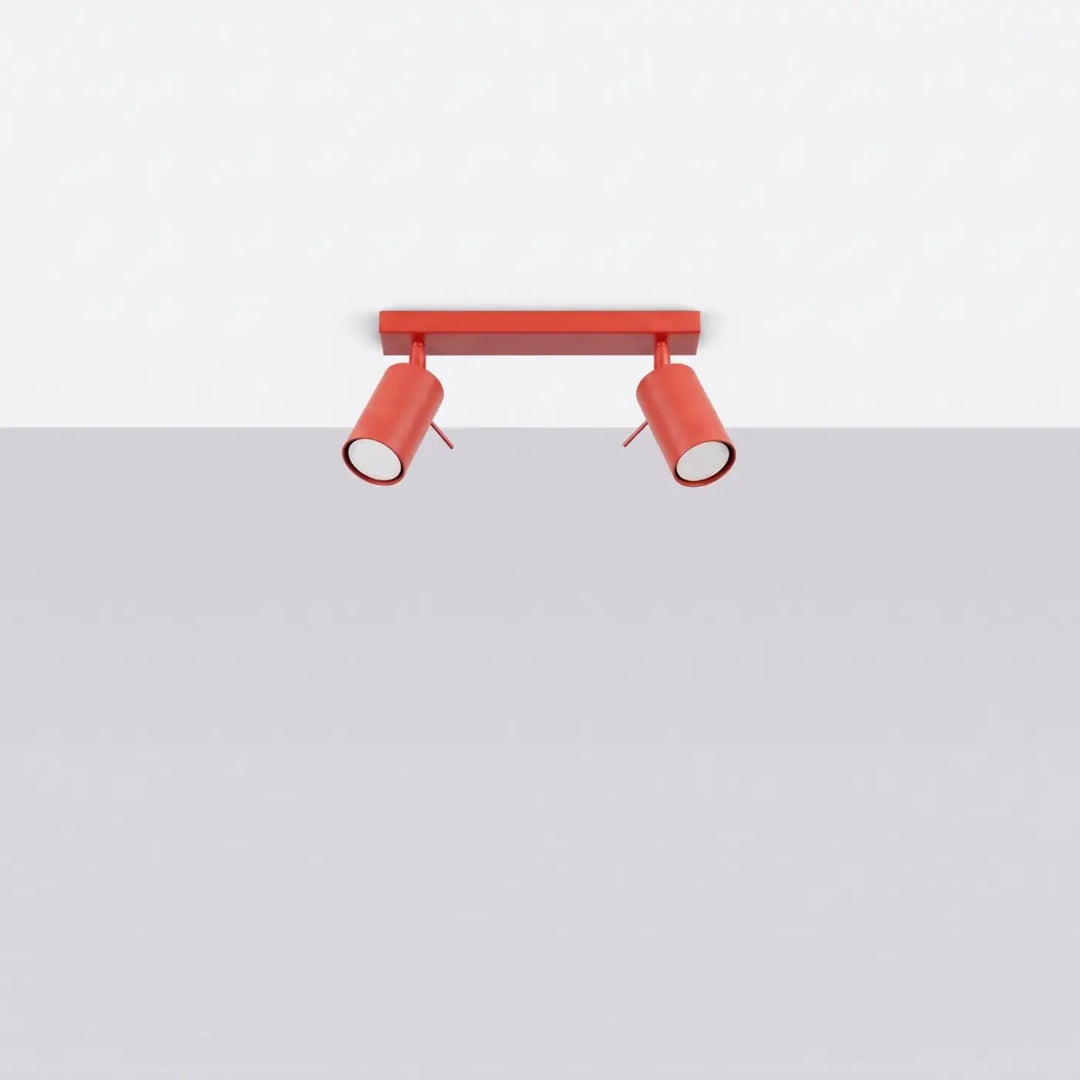 Plafonnier Ring rouge à rampe de spots orientables, éteint