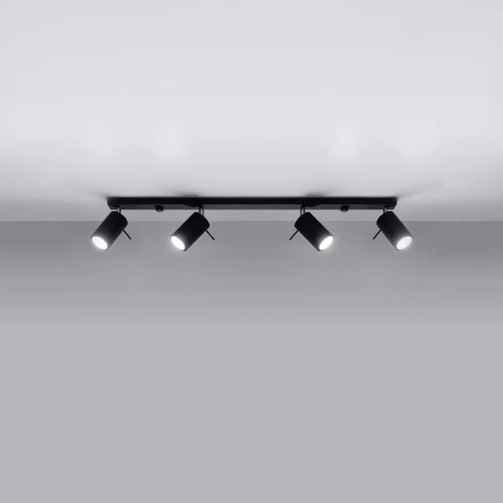 Plafonnier Ring noir à rampe de spots orientables, éteint