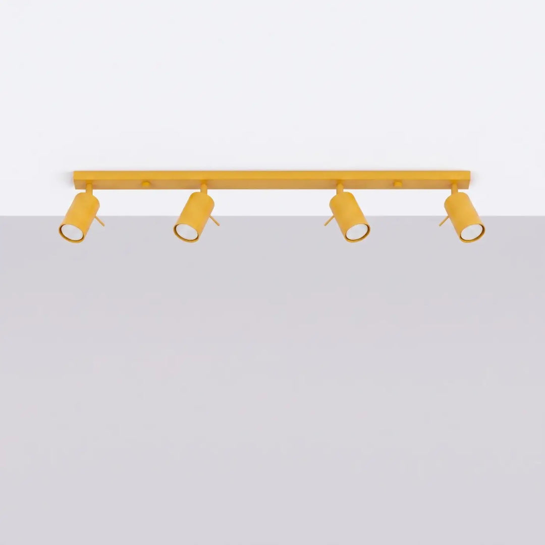 Plafonnier Ring jaune à rampe de spots orientables, éteint