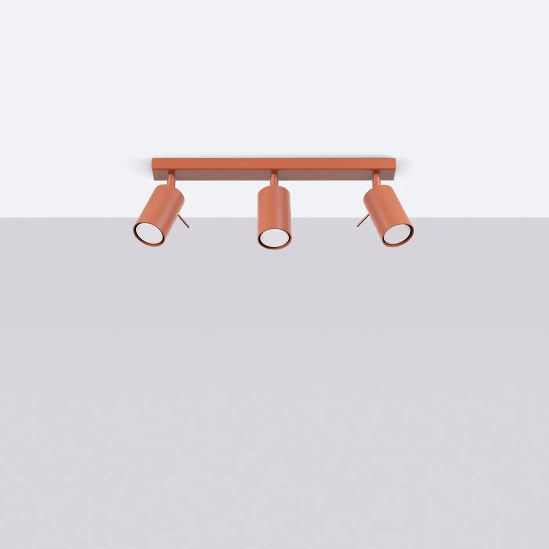 Plafonnier Ring ocre rouge à rampe de spots orientables, éteint