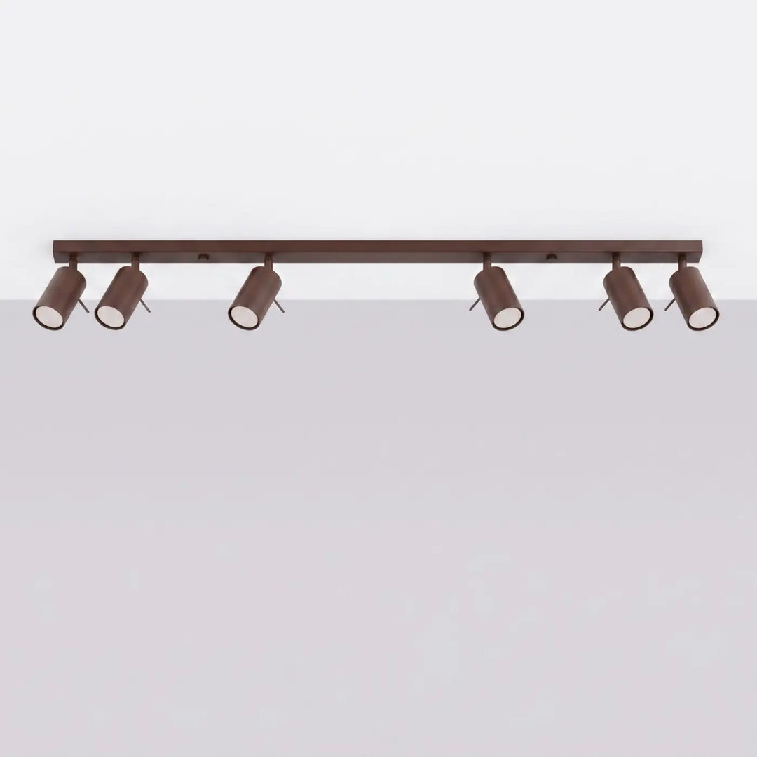 Plafonnier Ring marron à rampe de spots orientables, éteint