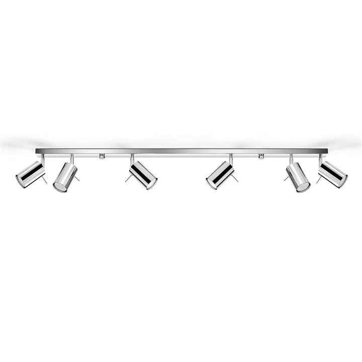 Plafonnier Ring chrome à rampe de spots orientables, éteint
