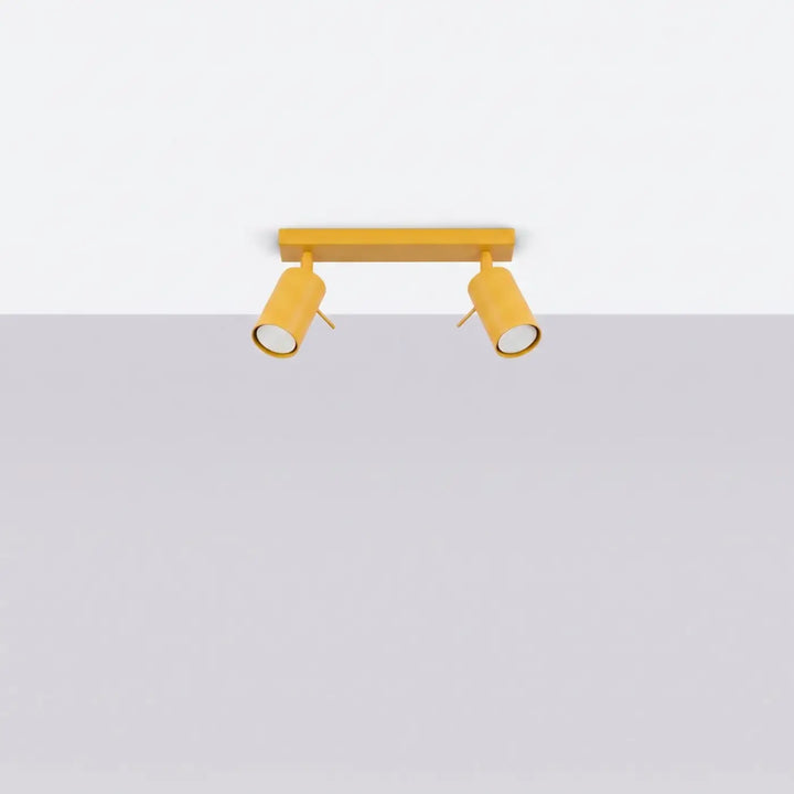 Plafonnier Ring jaune à rampe de spots orientables, éteint