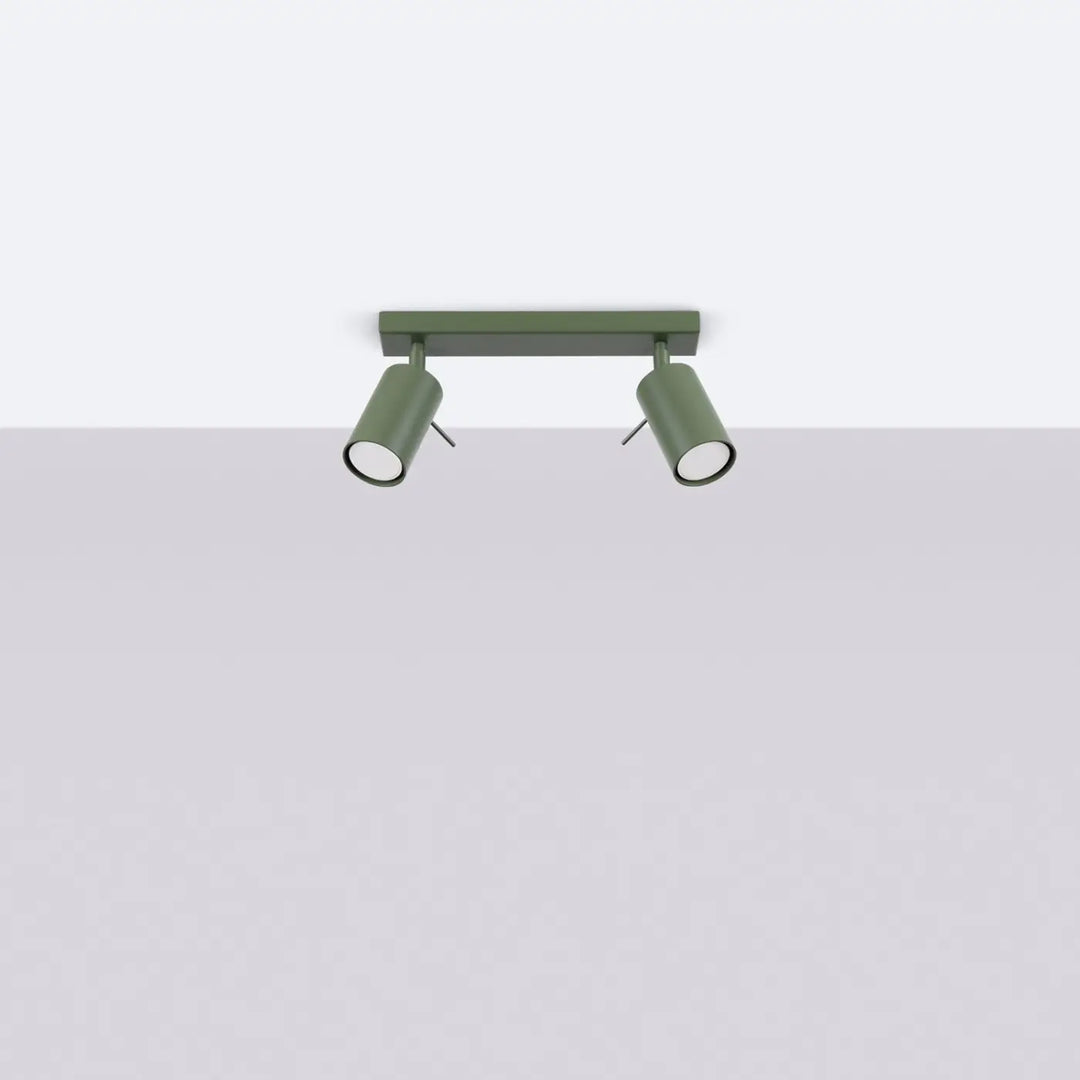 Plafonnier Ring vert olive à rampe de spots orientables, éteint
