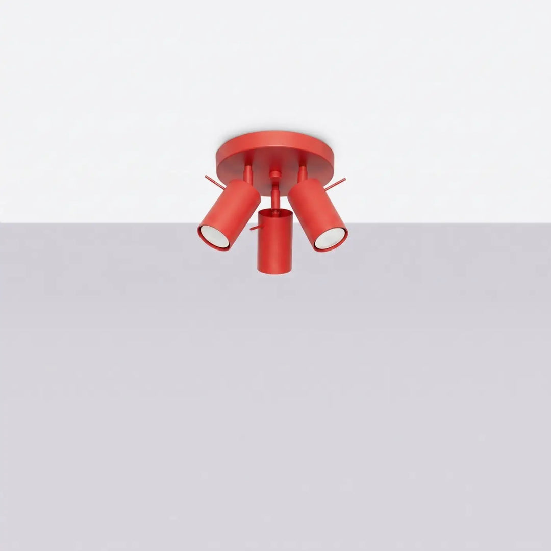 Plafonnier Ring rouge à spots orientables groupés, éteint