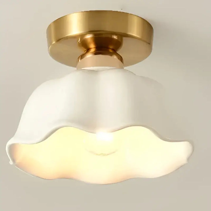 Plafonnier style vintage blanc avec base luminaire