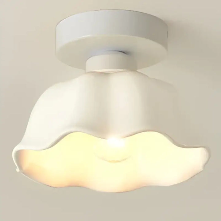Plafonnier style vintage blanc avec base luminaire
