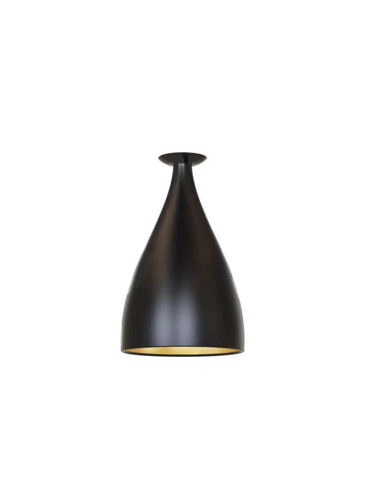 Plafonnier Swell forme étroite XL, extérieur noir et intérieur laiton