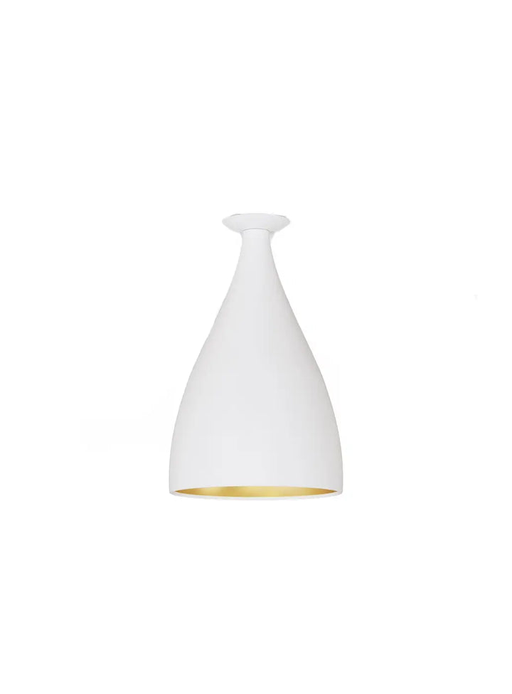 Plafonnier Swell forme étroite XL, extérieur blanc et intérieur laiton