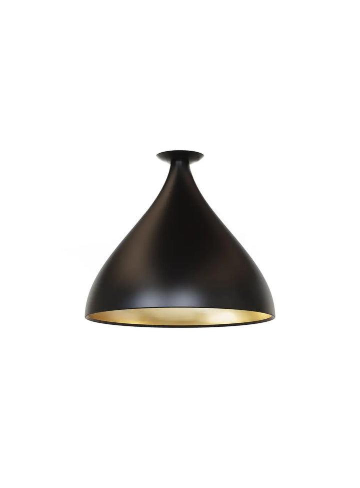Plafonnier Swell forme moyenne XL, extérieur noir et intérieur laiton