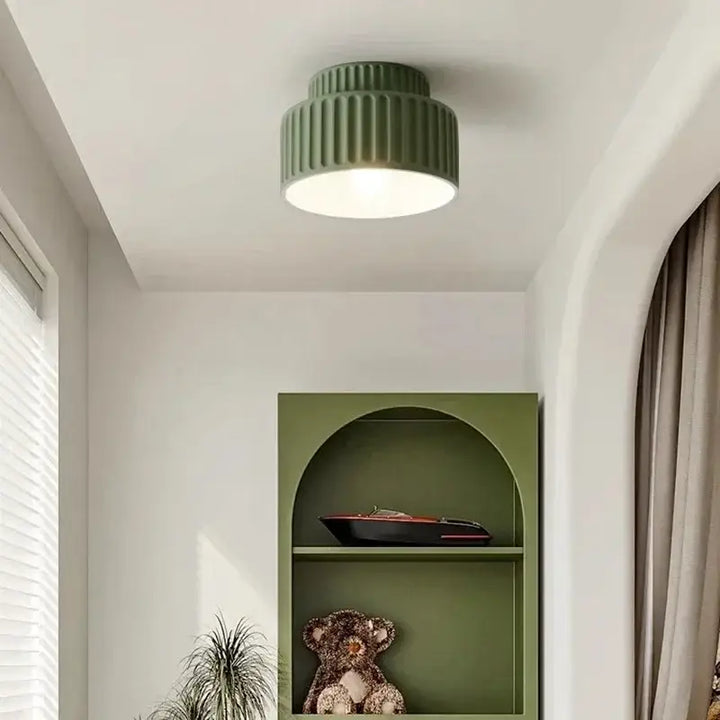 Plafonnier terracotta design côtelé style rétro chic

