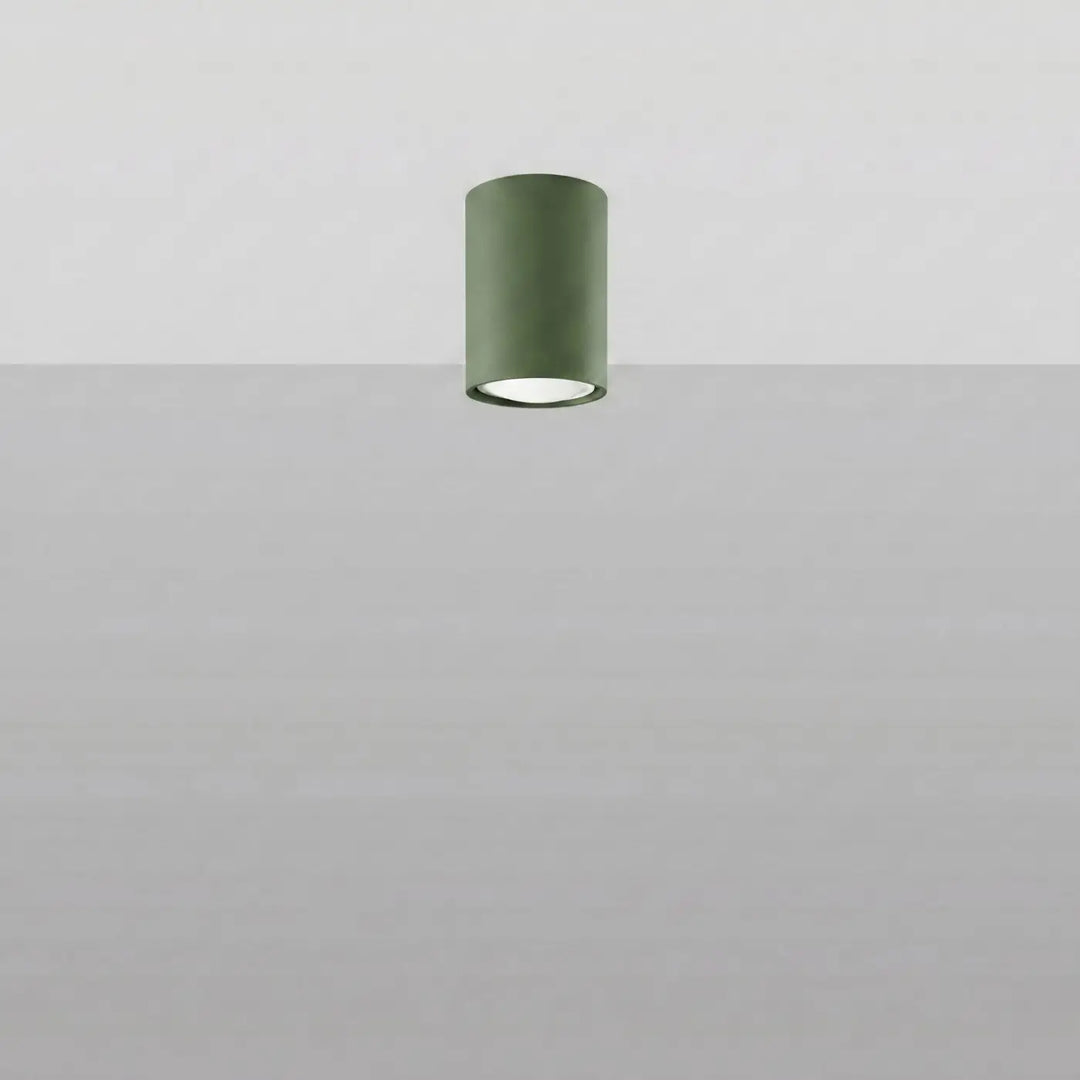 Luminaire Plafonnier vert olive éteinte, vue rapprochée