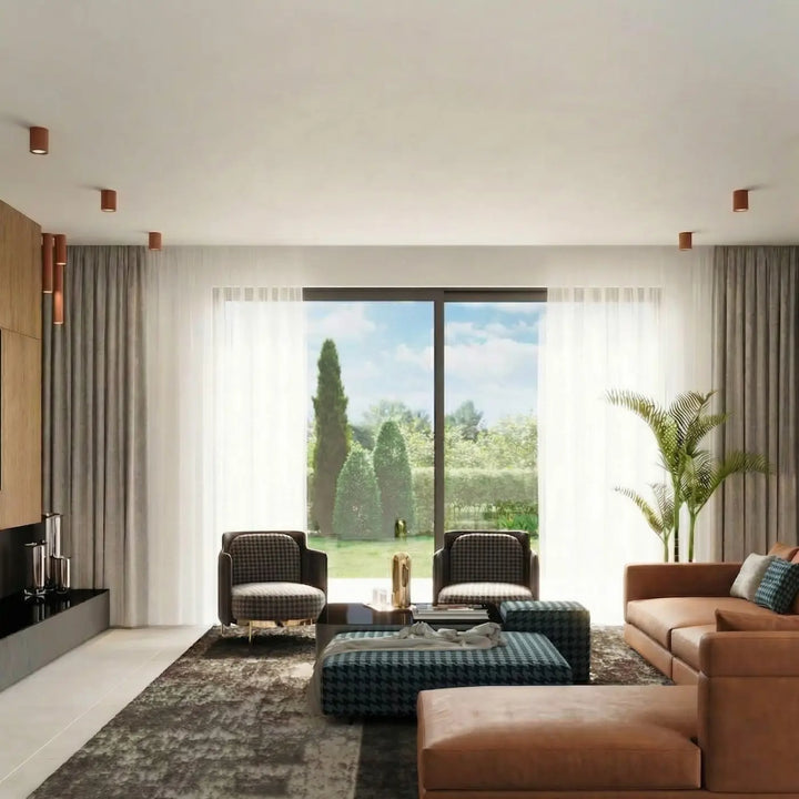 Luminaire Plafonnier ocre rouge dans un intérieur contemporain