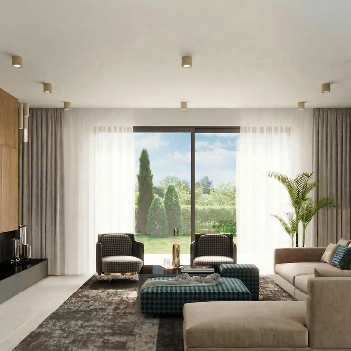 Luminaire Plafonnier beige dans un intérieur contemporain