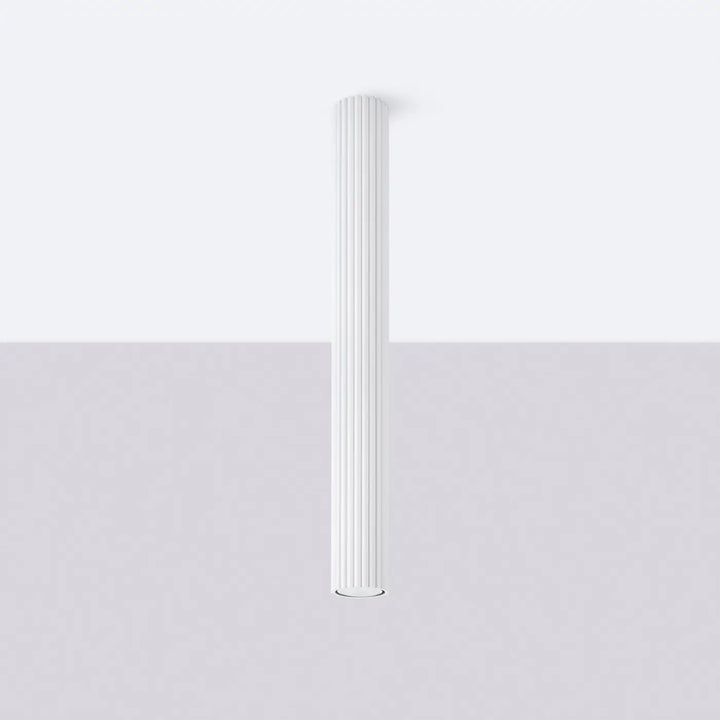 Plafonnier tube Karbon blanc en aluminium cannelé, éteint