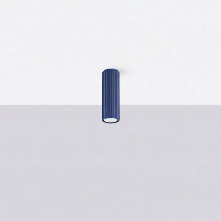 Plafonnier tube Karbon outremer en aluminium cannelé, éteint