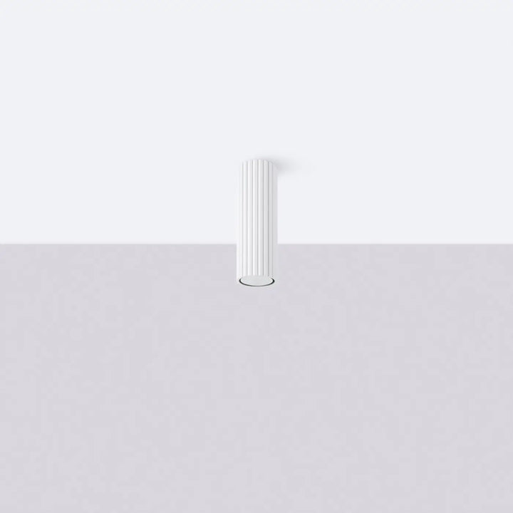 Plafonnier tube Karbon blanc en aluminium cannelé, éteint