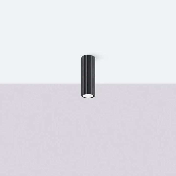 Plafonnier tube Karbon noir en aluminium cannelé, éteint