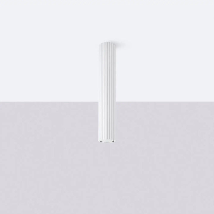Plafonnier tube Karbon blanc en aluminium cannelé, éteint