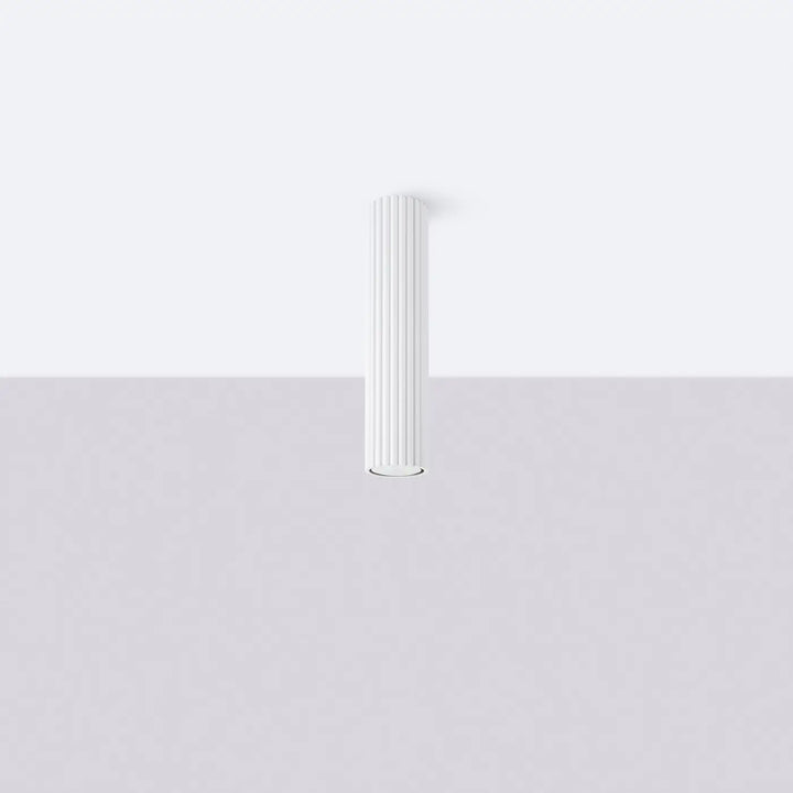 Plafonnier tube Karbon blanc en aluminium cannelé, éteint