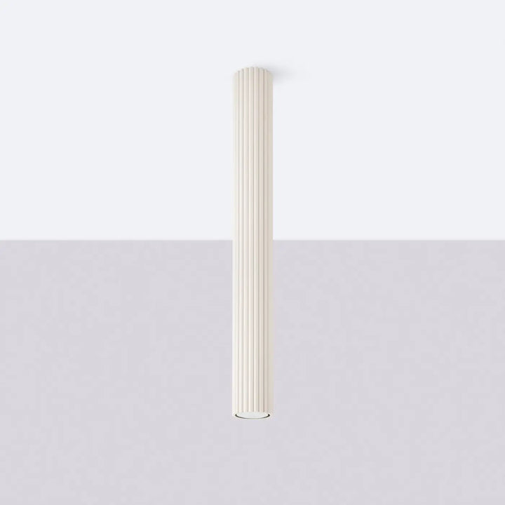 Plafonnier tube Karbon beige en aluminium cannelé, éteint
