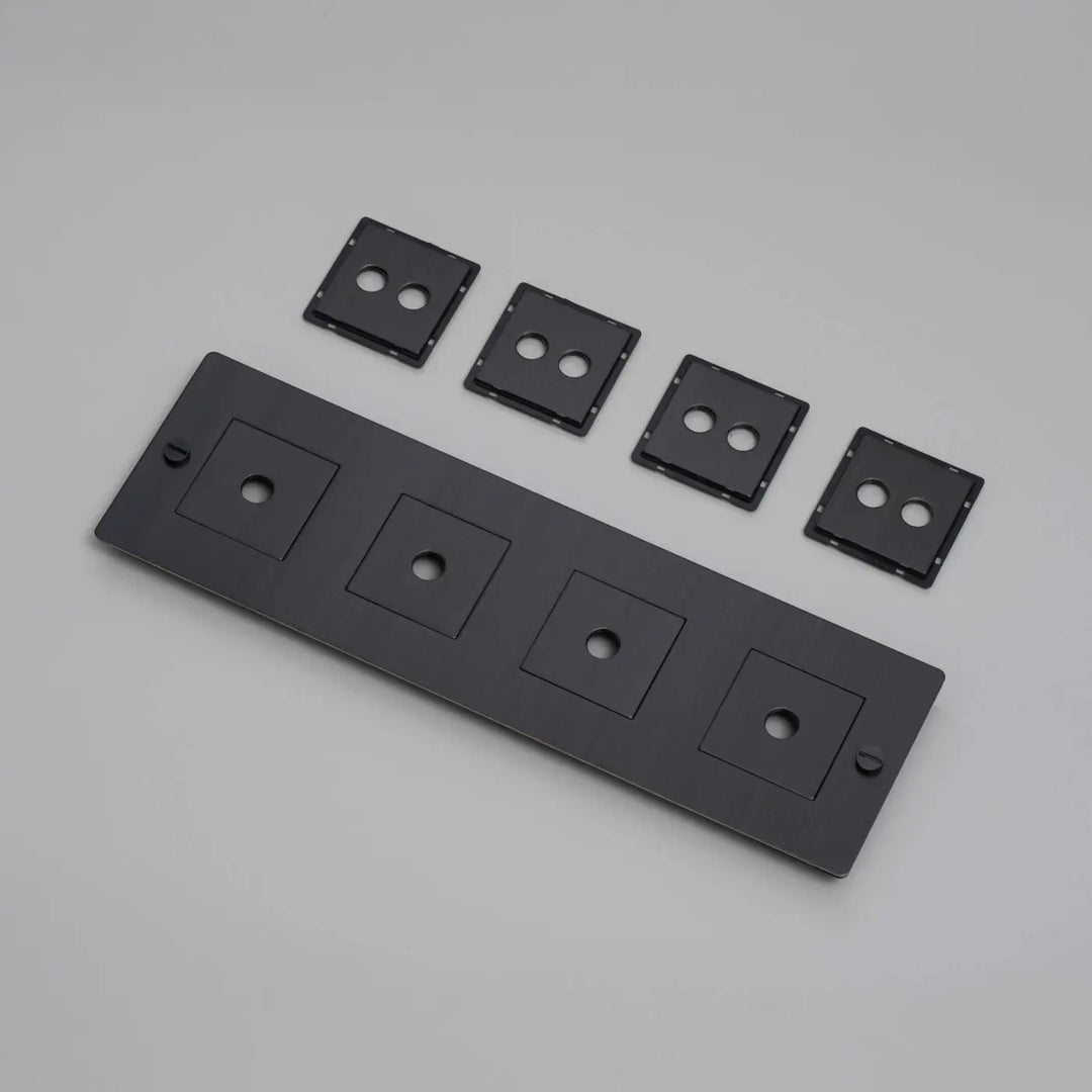 Plaque de finition Wall Plate 4 postes horizontale avec inserts, finition bronze fumé #couleur_gris
