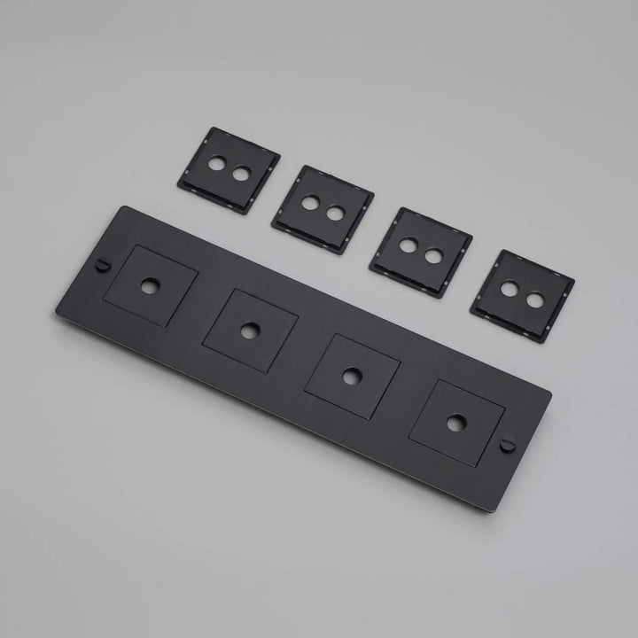 Plaque de finition Wall Plate 4 postes horizontale avec inserts, finition bronze fumé #couleur_gris