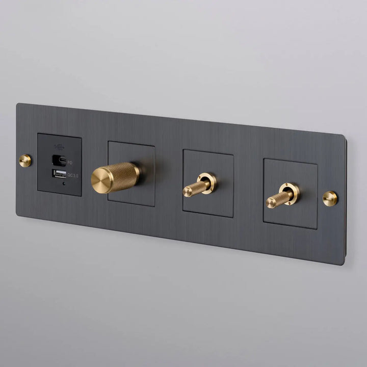 Plaque de finition Wall Plate 4 postes #couleur_gris