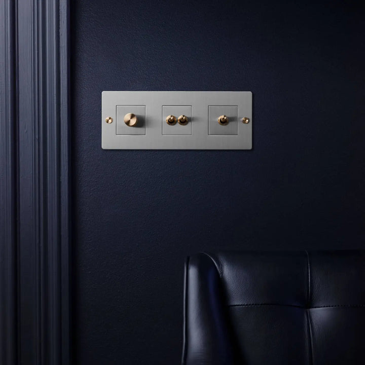 Plaque de finition Wall Plate 3 postes horizontale #couleur_argent
