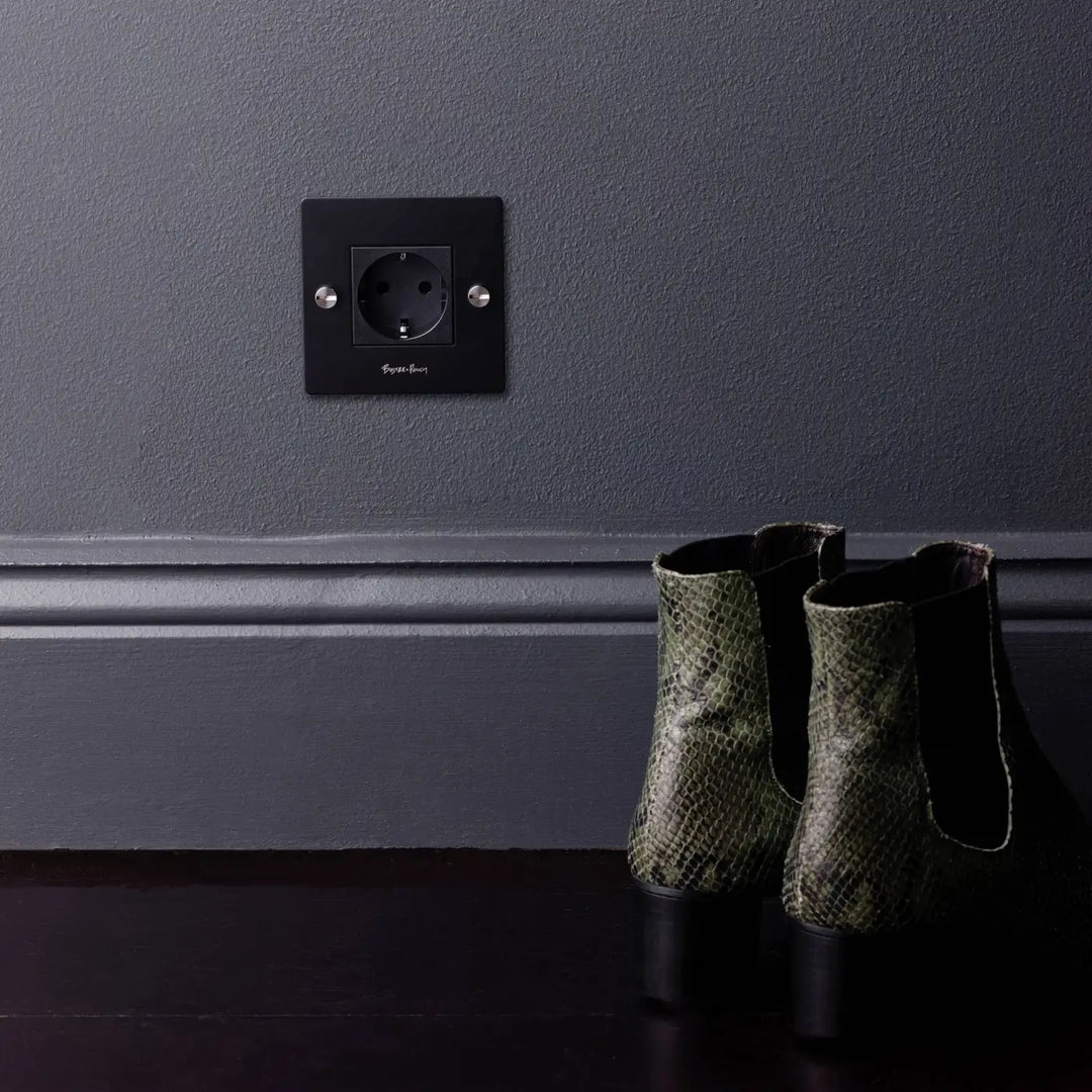 Plaque de finition Wall Plate 1 poste avec logo #couleur_noir