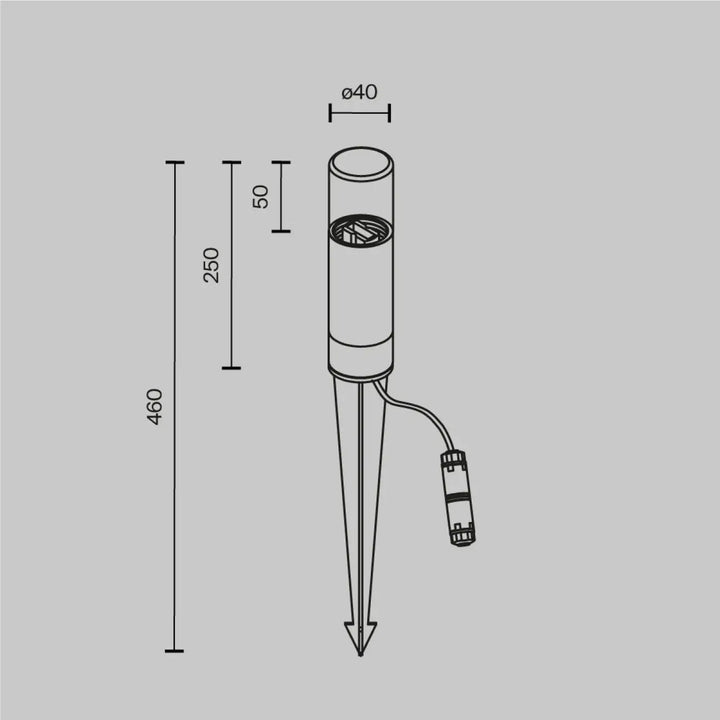 Borne extérieur glide potelet en acier noir cylindre fin avec tête 40mm et corps 250mm pour jardin