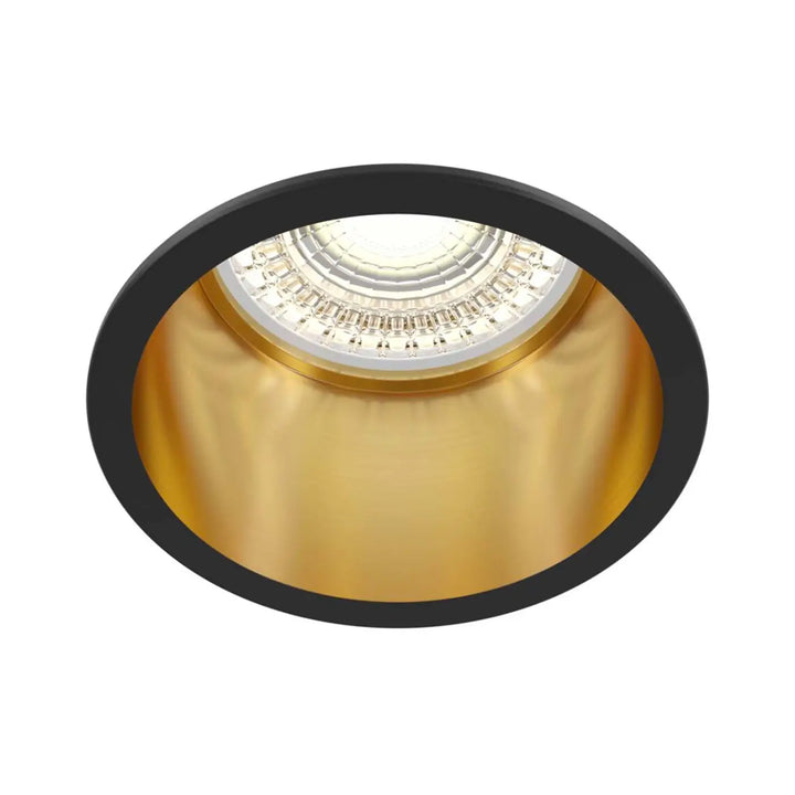 Spot encastré rond en aluminium noir et or avec collerette fine style art déco pour un éclairage moderne