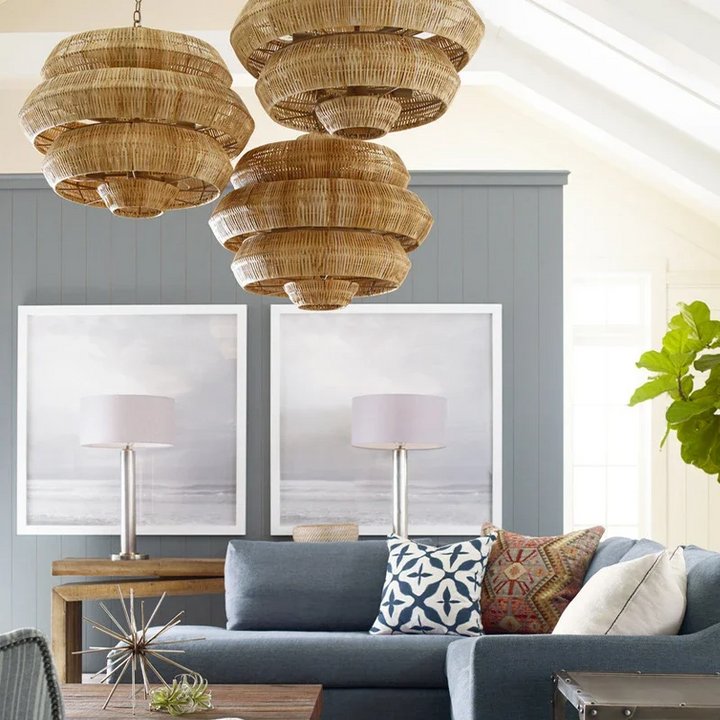 Lámpara colgante Antibes Grande 2025, lámpara colgante de mimbre japonesa para sala de estar, restaurante, dormitorio, lámpara colgante de farol tejido de ratán