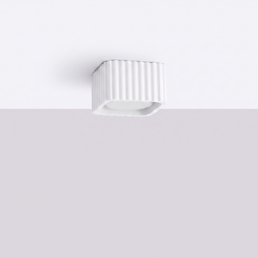 Plafonnier Riff blanc carré en aluminium, éteint