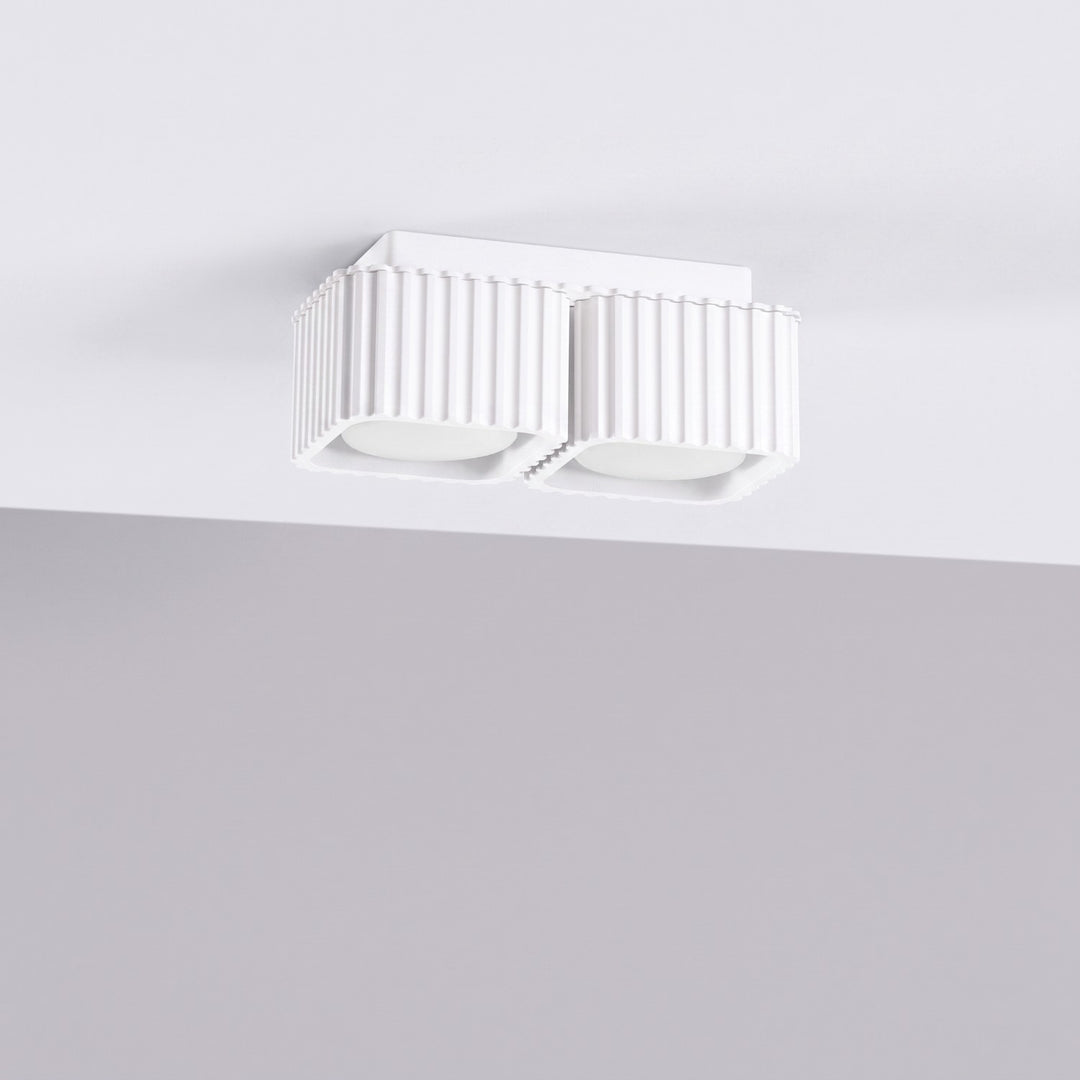 Plafonnier Riff blanc carré en aluminium, éteint