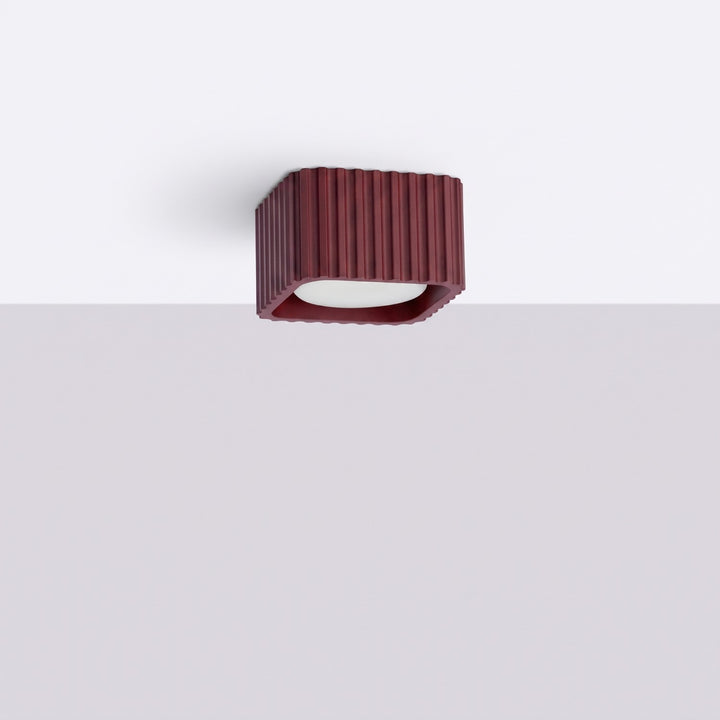 Plafonnier Riff bordeaux carré en aluminium, éteint