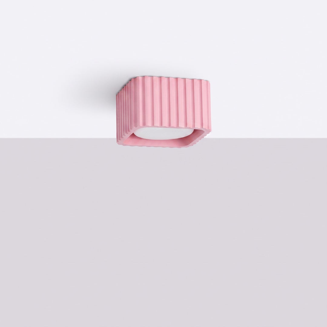 Plafonnier Riff rose carré en aluminium, éteint