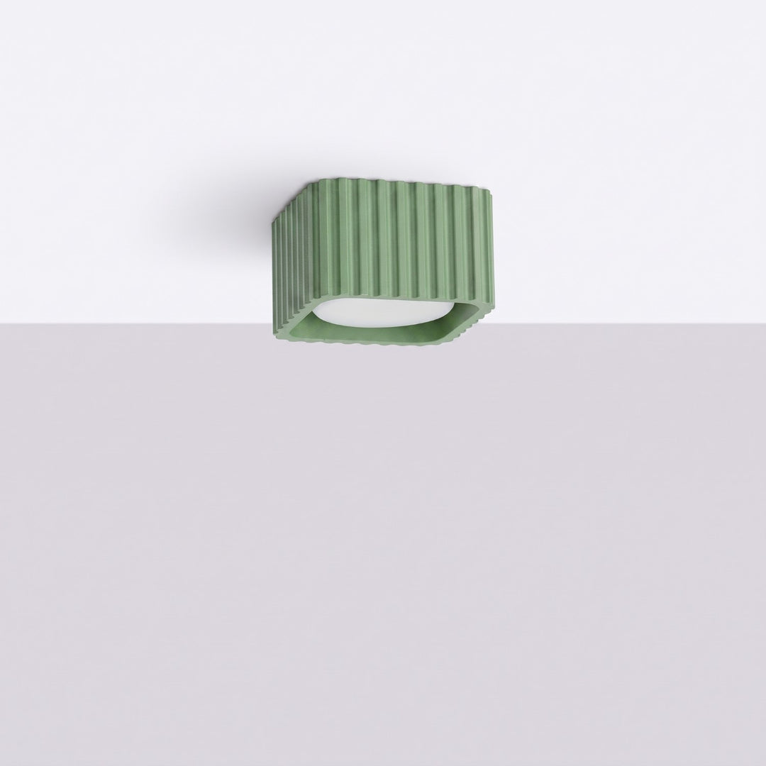 Plafonnier Riff sauge carré en aluminium, éteint