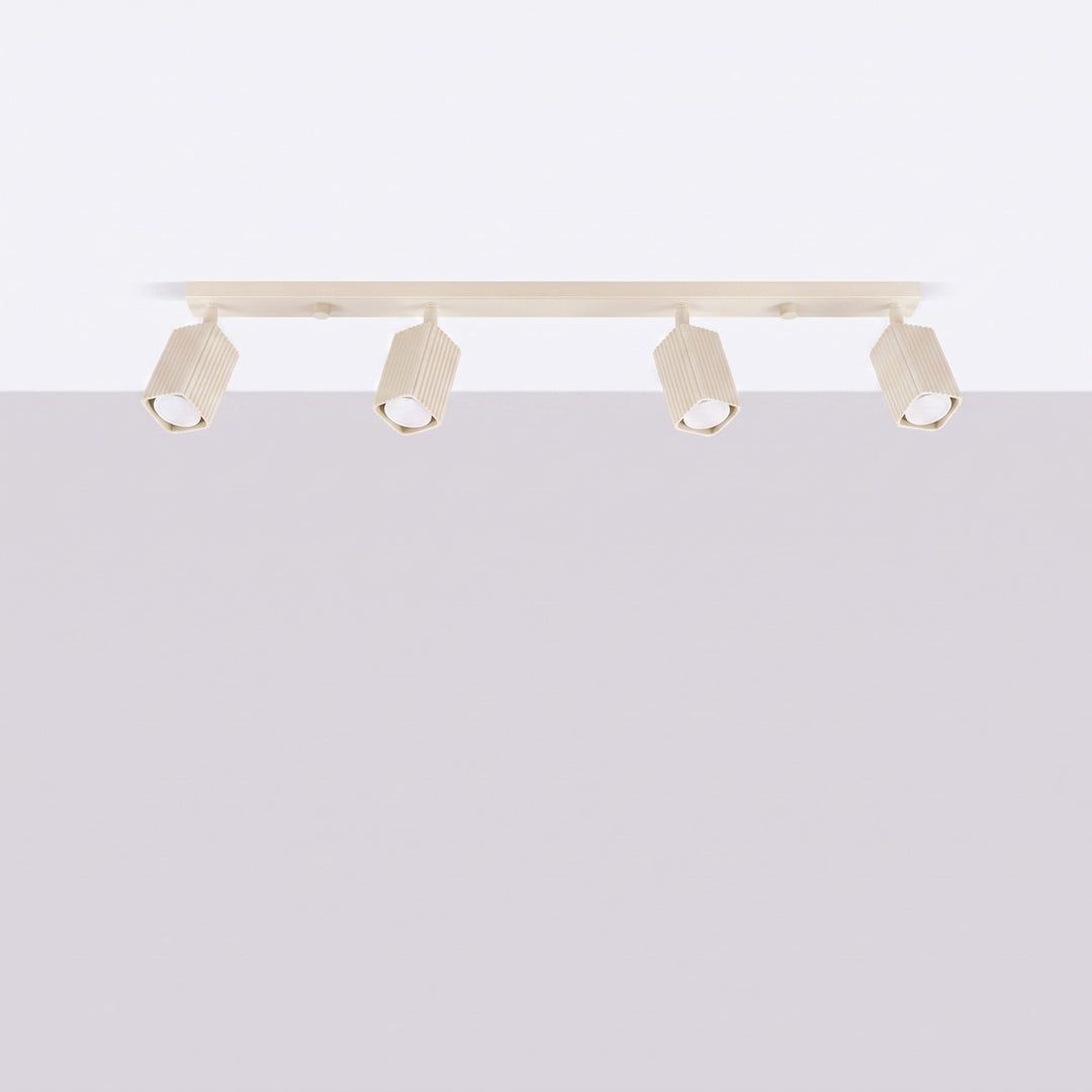Plafonnier Rayo beige en rampe à spots orientables, éteint
